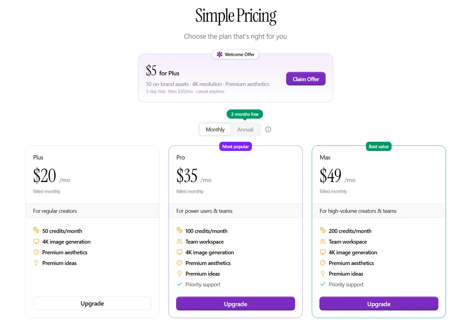 Bloom Pricing